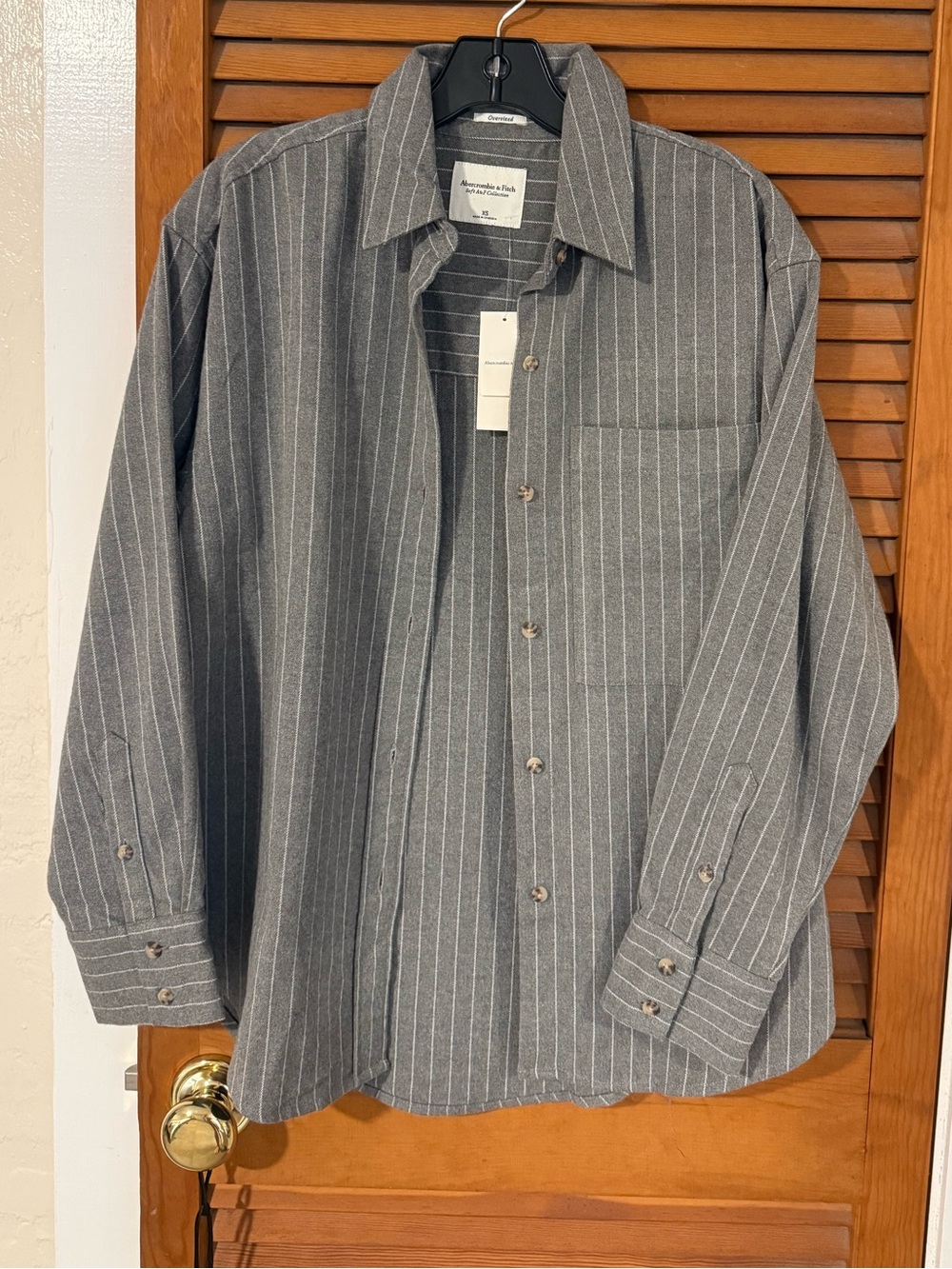 Abercrombie & Fitch Gray Pinstripe Button-Down Shirt